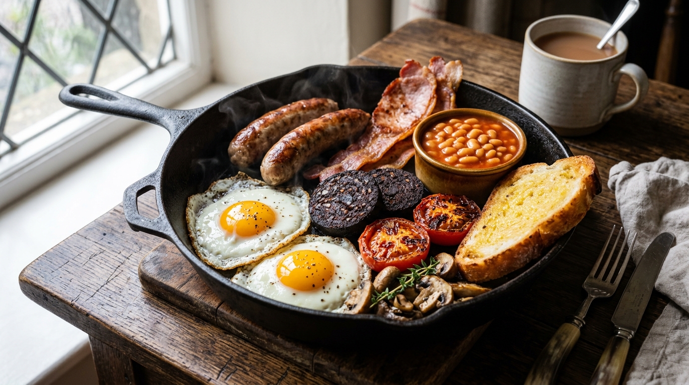 Sizzling classic full English breakfast